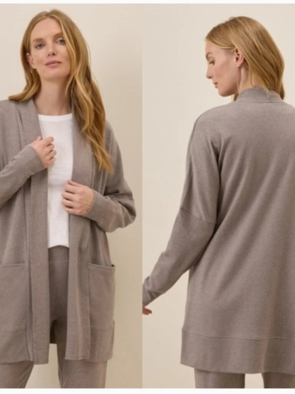 Pact Organic Cotton Airplane Wrap Cardigan Deep Taupe Heather womens size XL